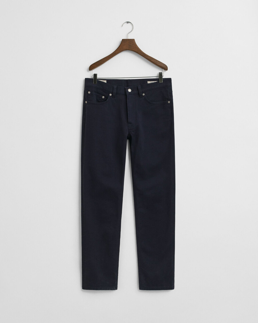 calça jeans de sarja macia com corte regular - azul noite