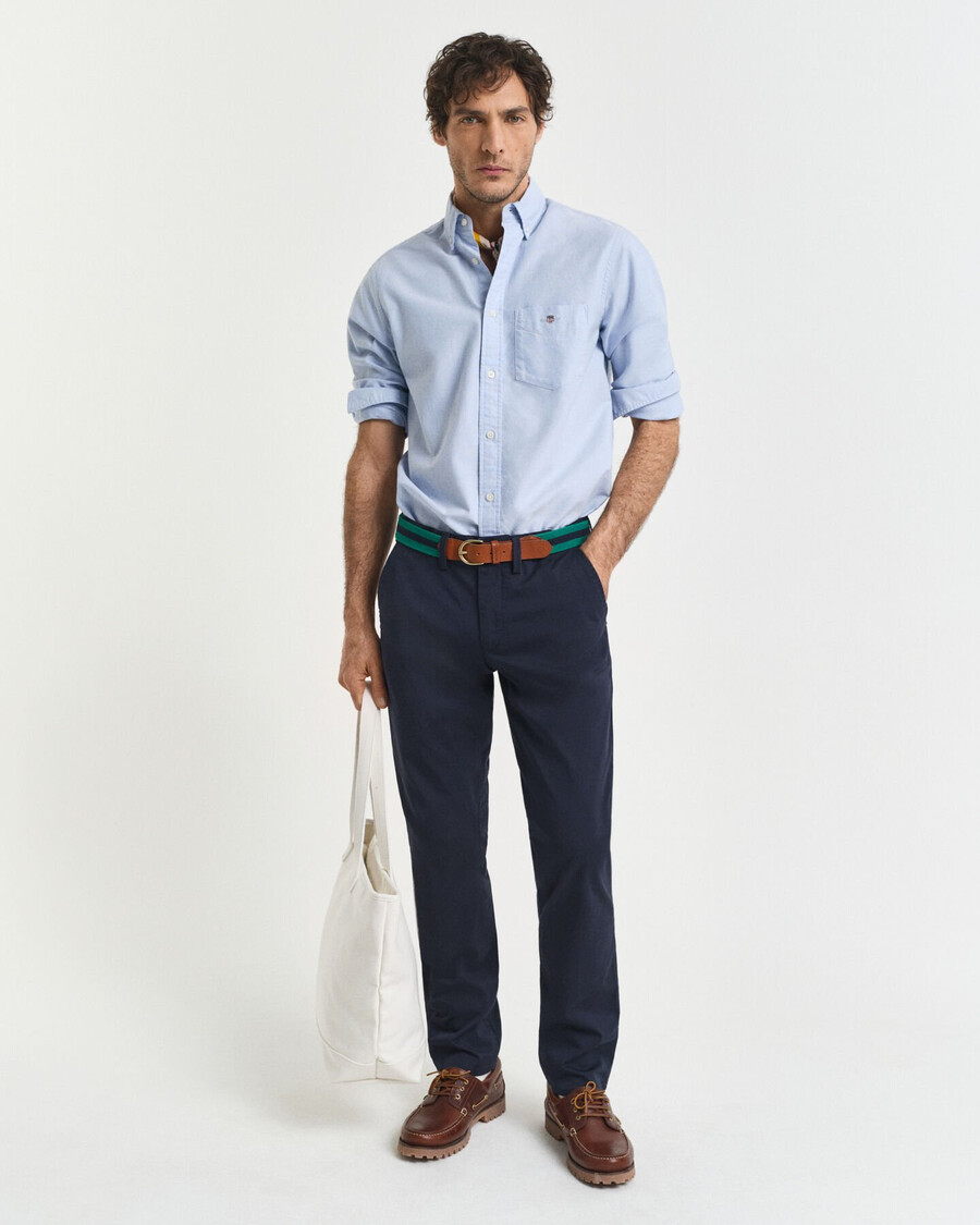 calça chino slim fit em sarja - azul marinho