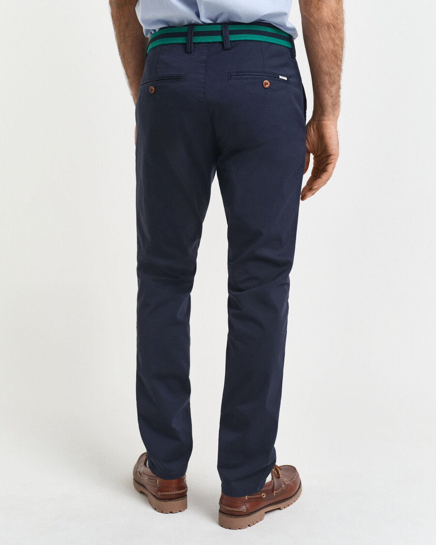calça chino slim fit em sarja - azul marinho