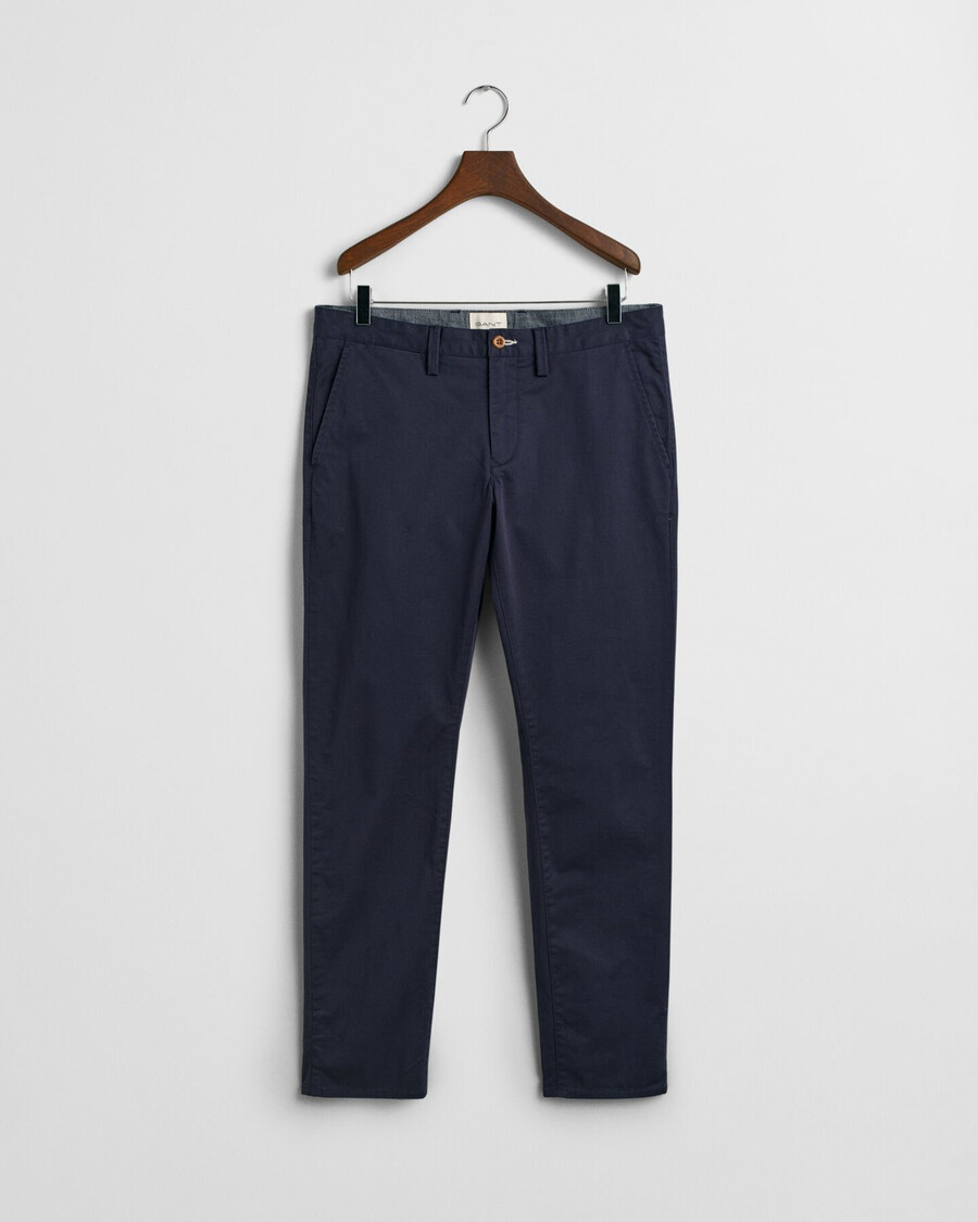 calça chino slim fit em sarja - azul marinho