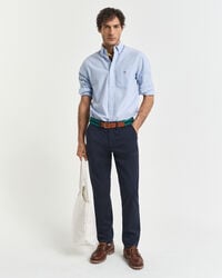 calça chino slim fit em sarja - azul marinho