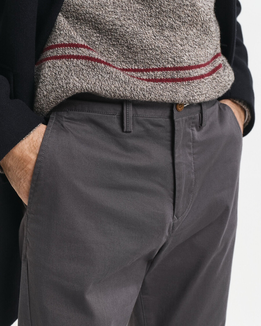 calças chinos em sarja regular fit - antracite