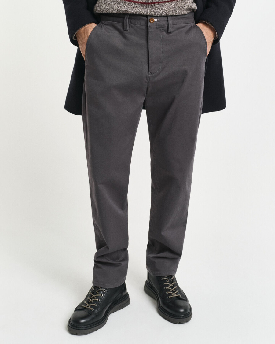 calças chinos em sarja regular fit - antracite
