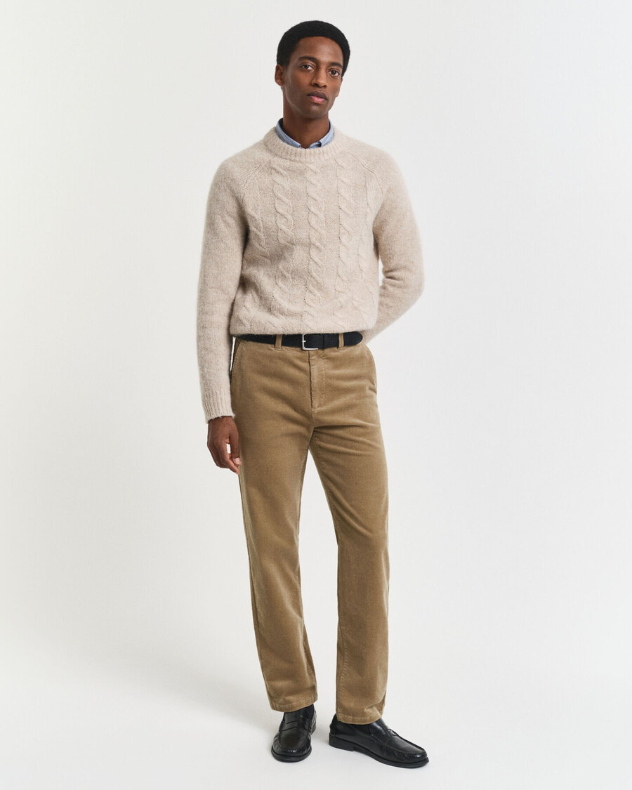 calça chino de veludo cotelê com corte regular - taupe claro