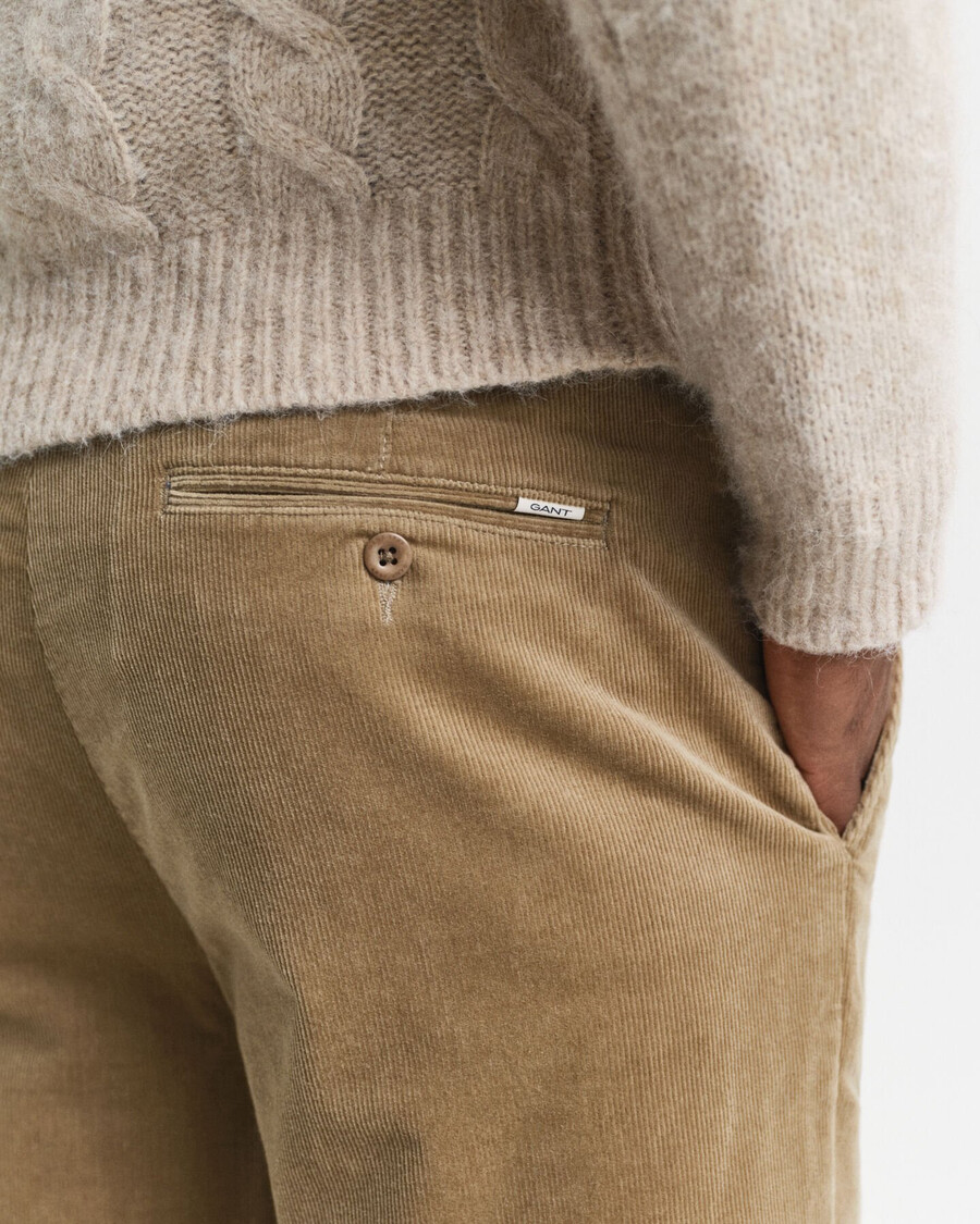 calça chino de veludo cotelê com corte regular - taupe claro