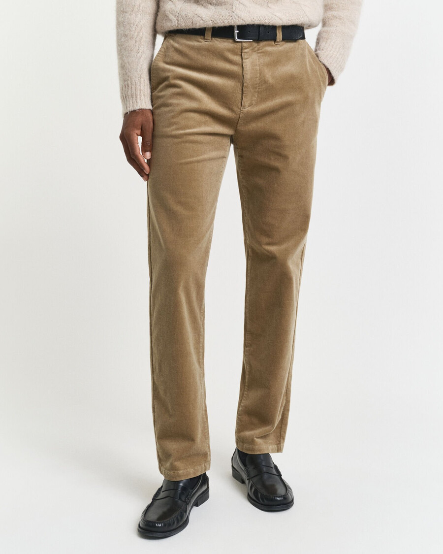 calça chino de veludo cotelê com corte regular - taupe claro