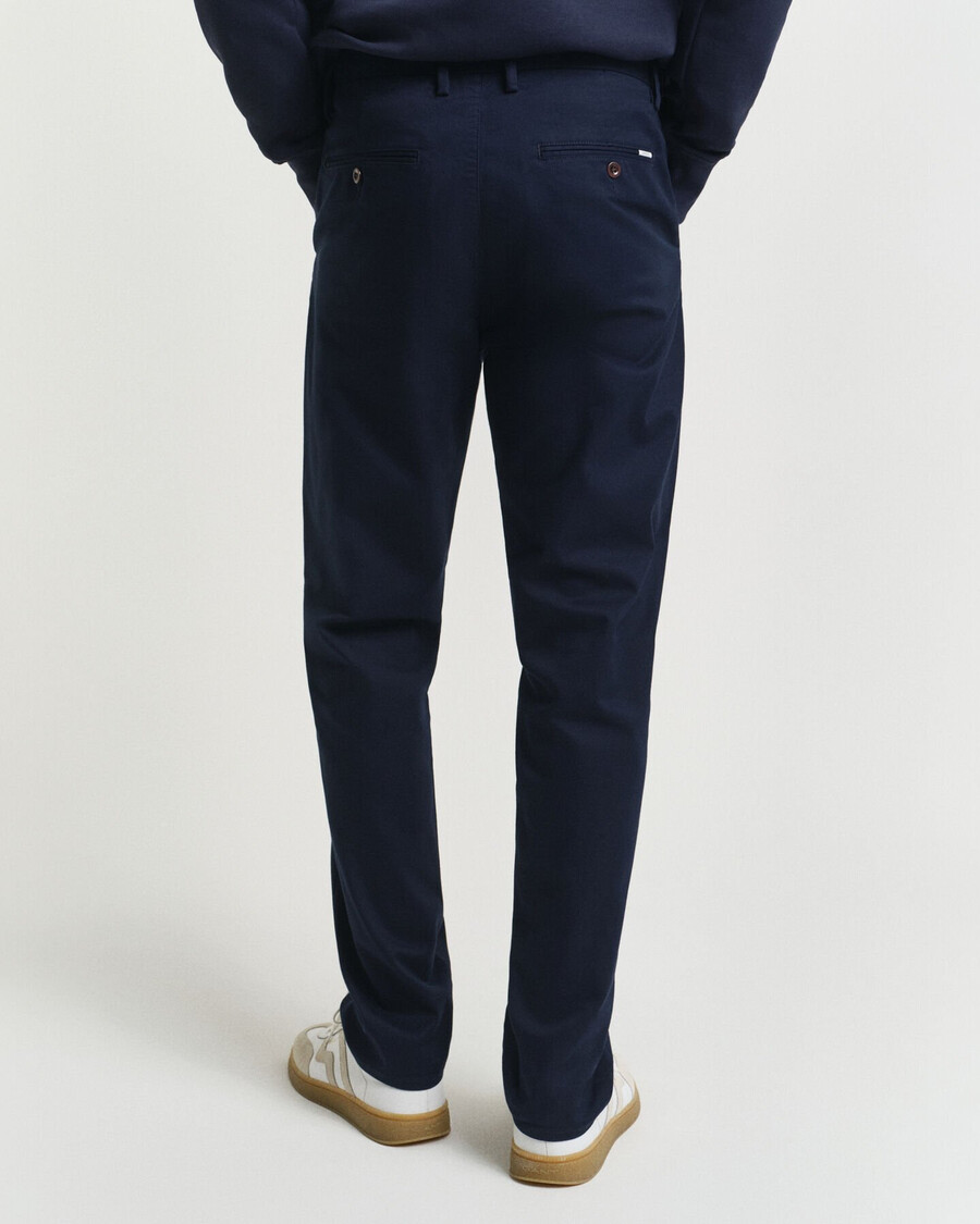 calças chino de corte regular - azul marinho