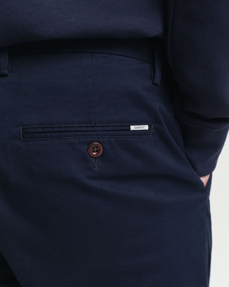 calças chino de corte regular - azul marinho
