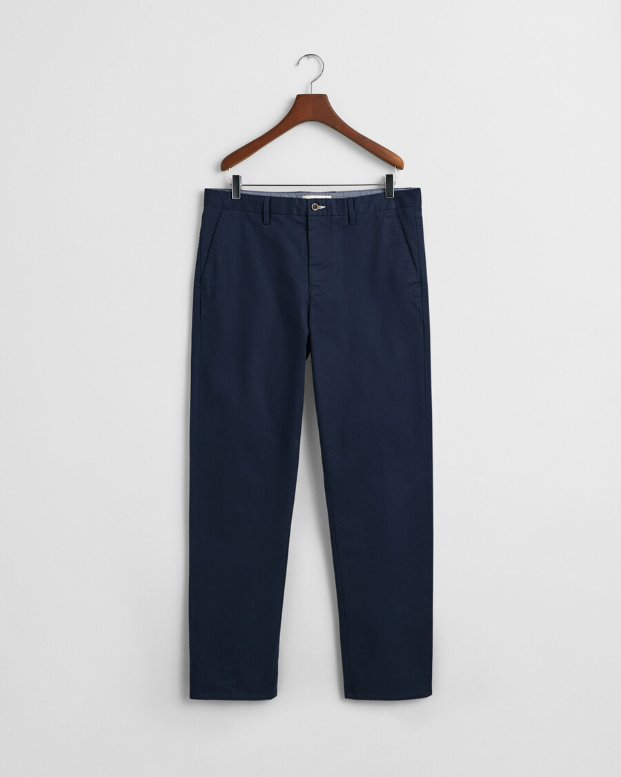 calças chino de corte regular - azul marinho