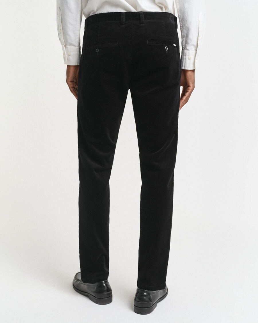 calça chino de veludo cotelê slim fit - preta