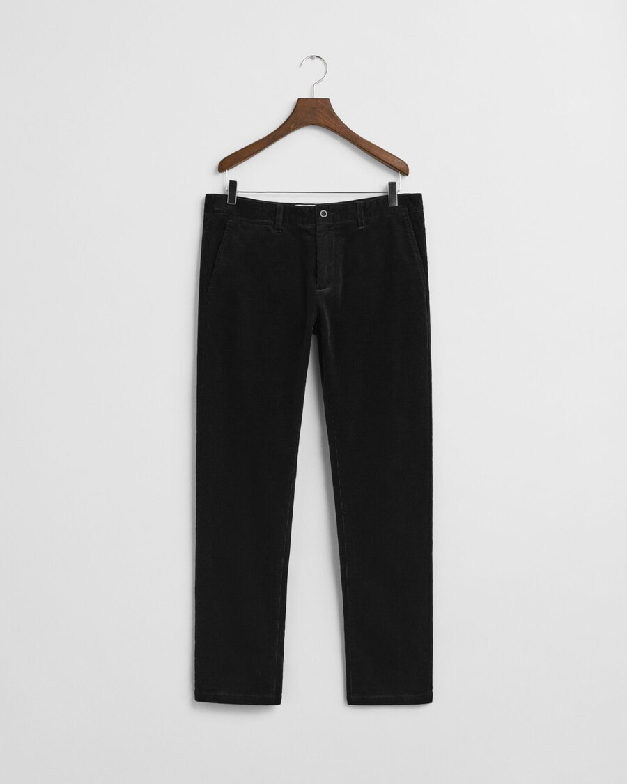 calça chino de veludo cotelê slim fit - preta