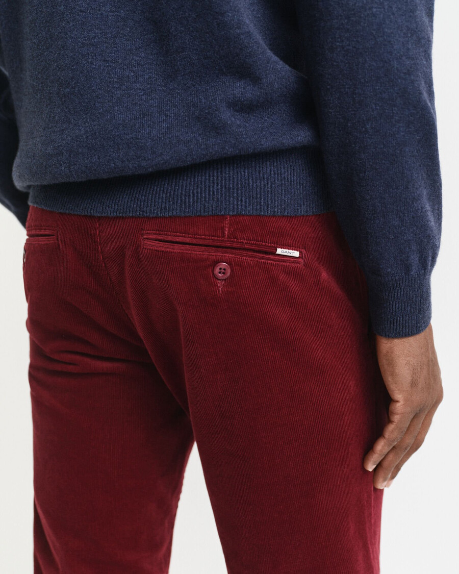 calça chino de veludo cotelê slim fit - vermelho encorpado