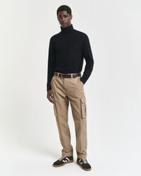calça cargo de sarja de algodão com corte regular - taupe claro