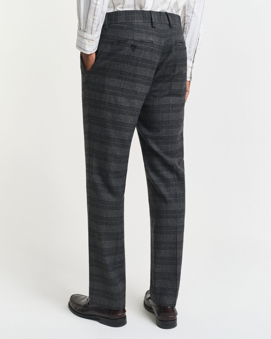 calças de fato slim fit com padrão xadrez glen - mescla antracite