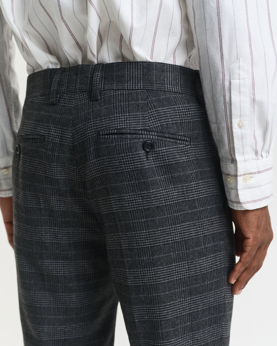 calças de fato slim fit com padrão xadrez glen - mescla antracite