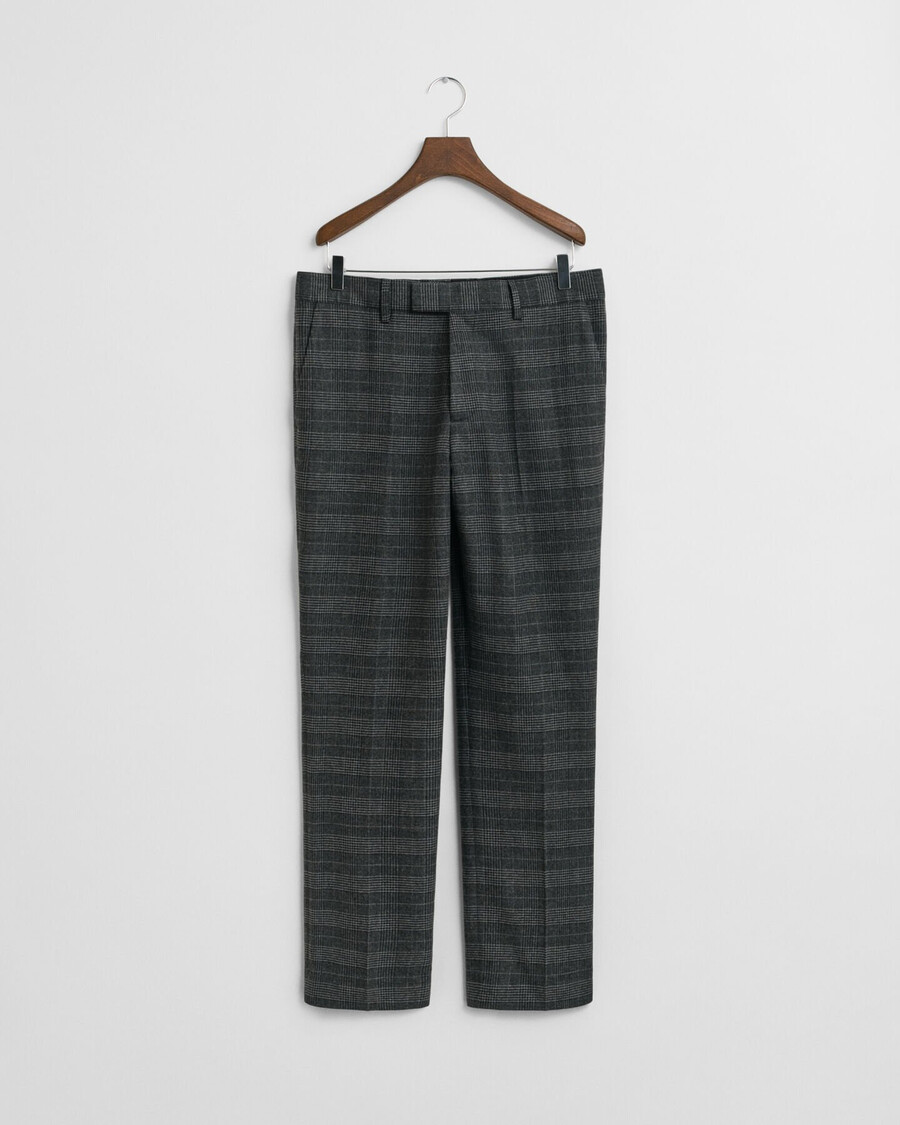 calças de fato slim fit com padrão xadrez glen - mescla antracite