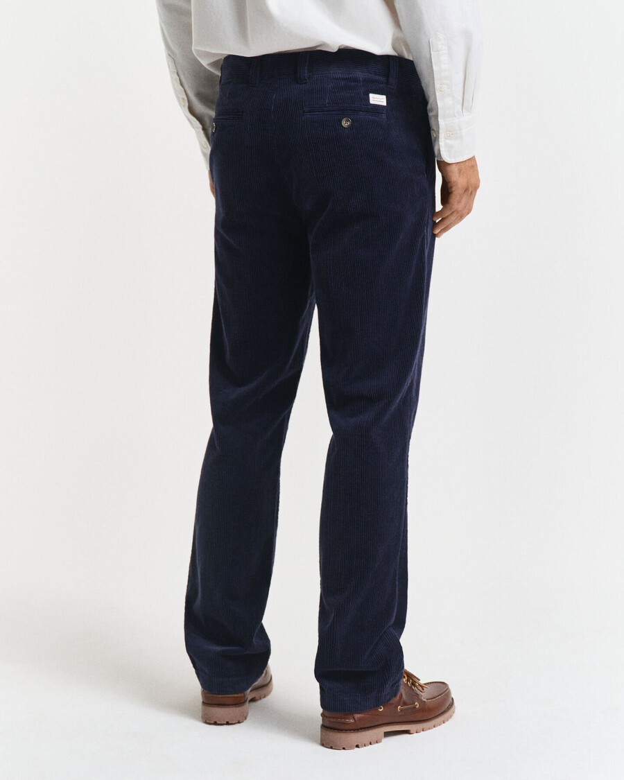 calça de veludo cotelê de corte regular - azul noite