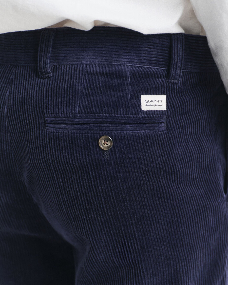 calça de veludo cotelê de corte regular - azul noite
