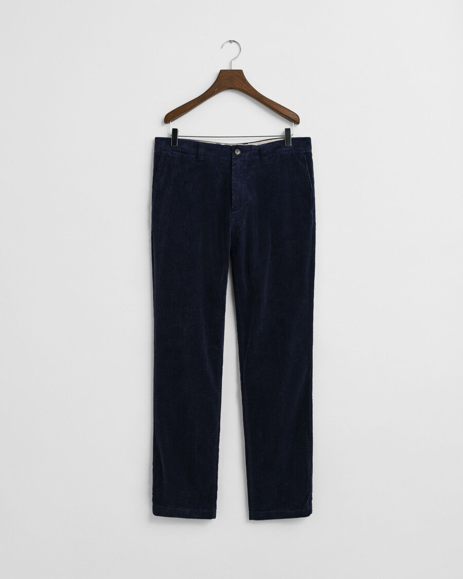 calça de veludo cotelê de corte regular - azul noite