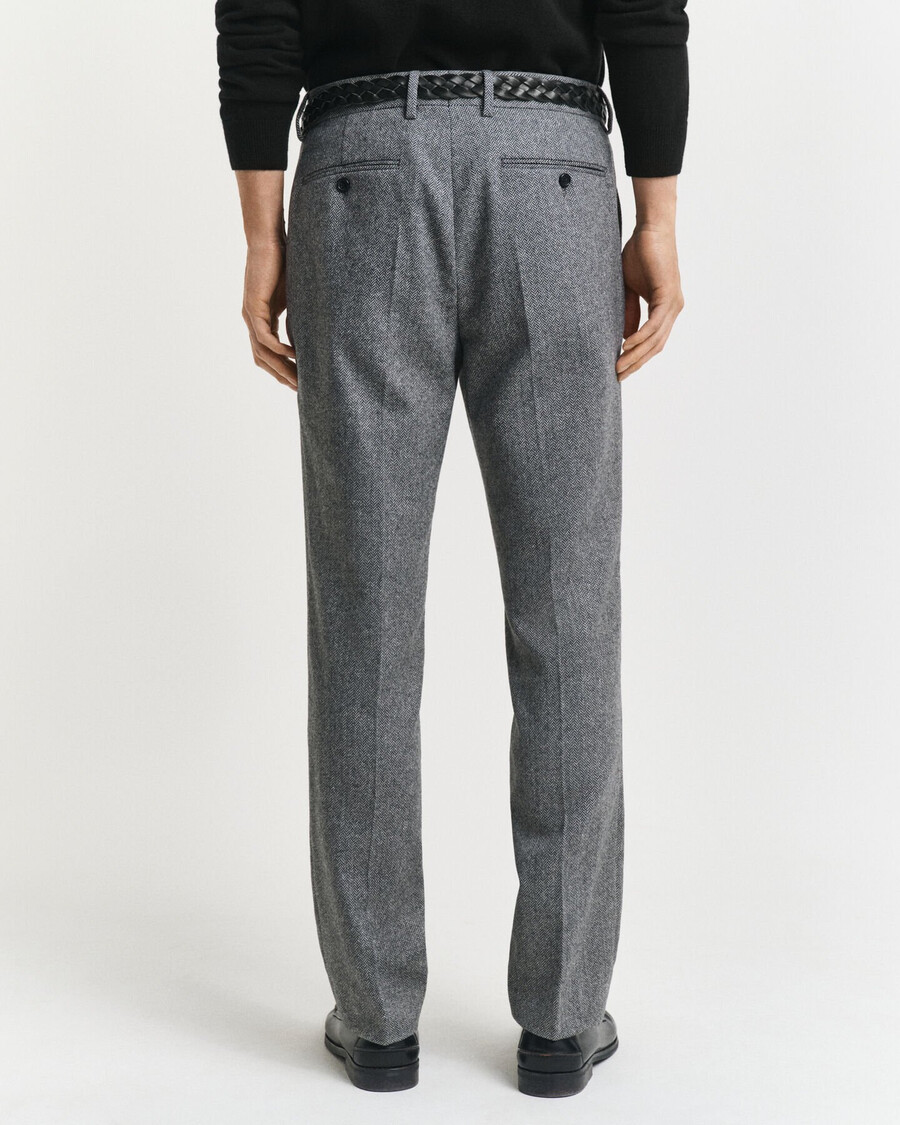 calça de fato de flanela slim fit com padrão espinha de peixe - antracit mesclado