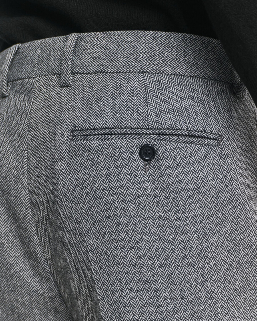 calça de fato de flanela slim fit com padrão espinha de peixe - antracit mesclado