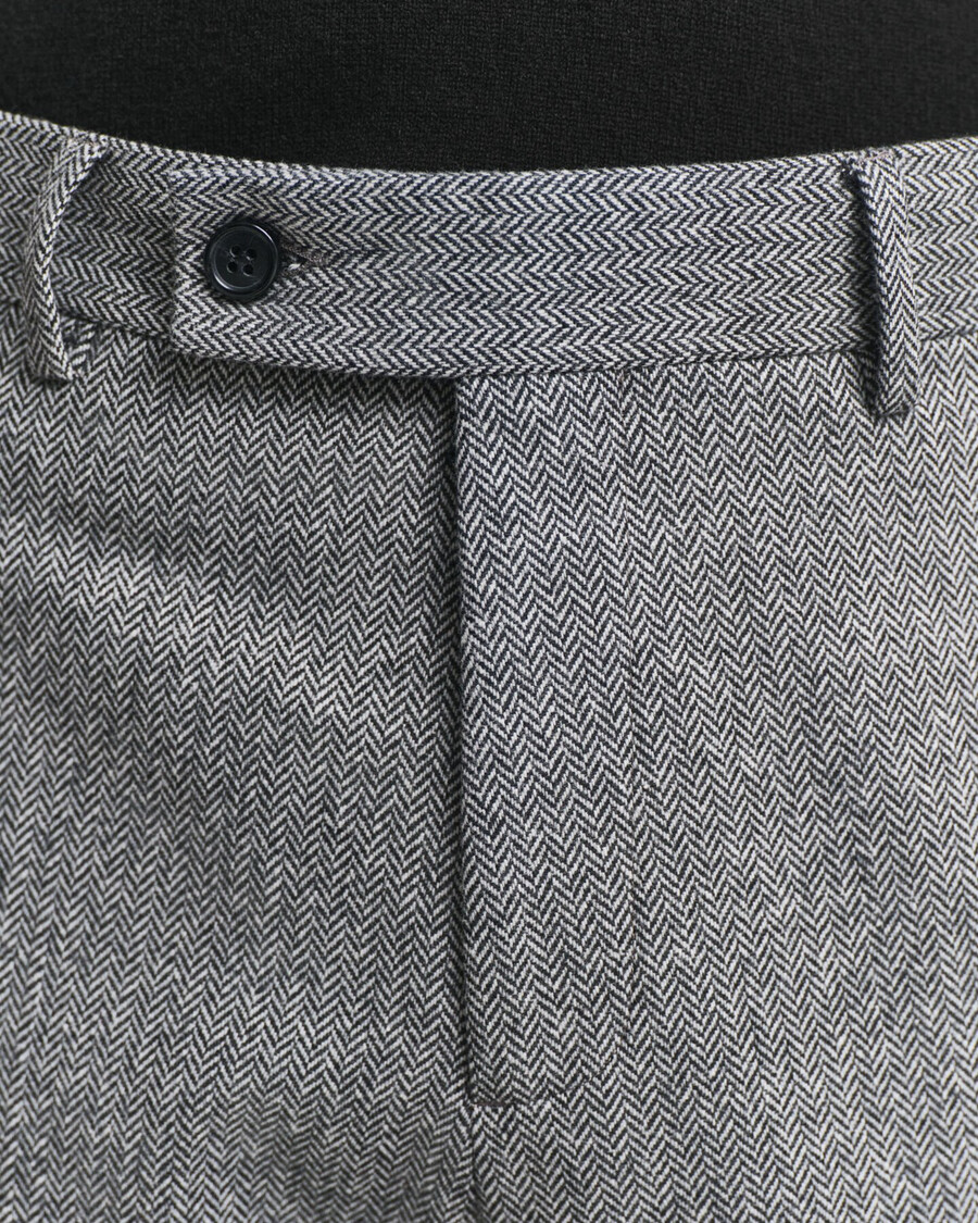 calça de fato de flanela slim fit com padrão espinha de peixe - antracit mesclado