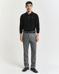 calça de fato de flanela slim fit com padrão espinha de peixe - antracit mesclado