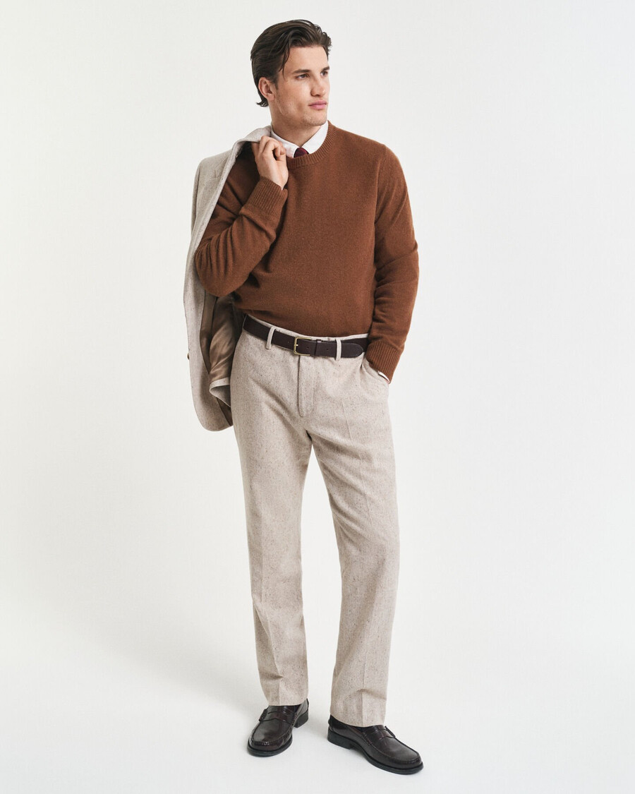 calças de fato slim fit donegal - mescla seed