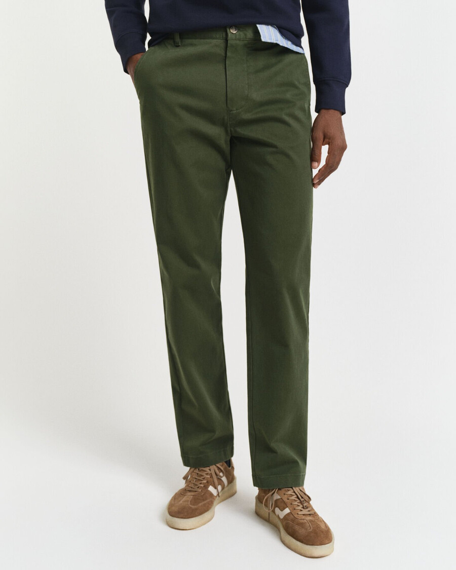 calça chino superconfortável de corte regular - verde campestre