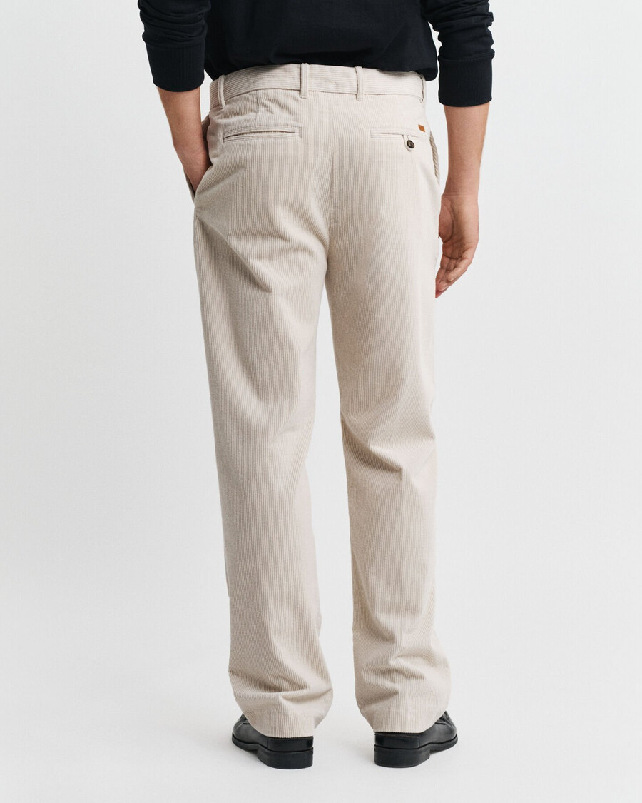 calça de veludo cotelê de corte reto - cor bege