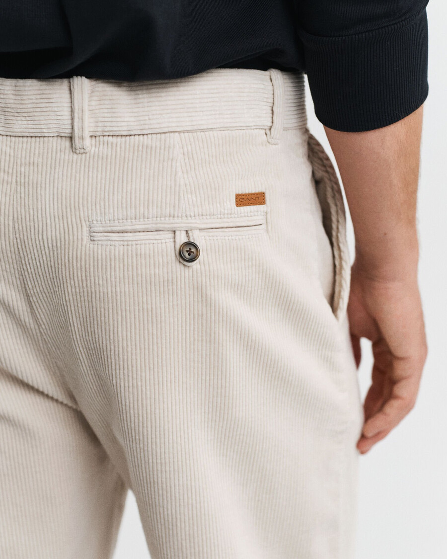 calça de veludo cotelê de corte reto - cor bege