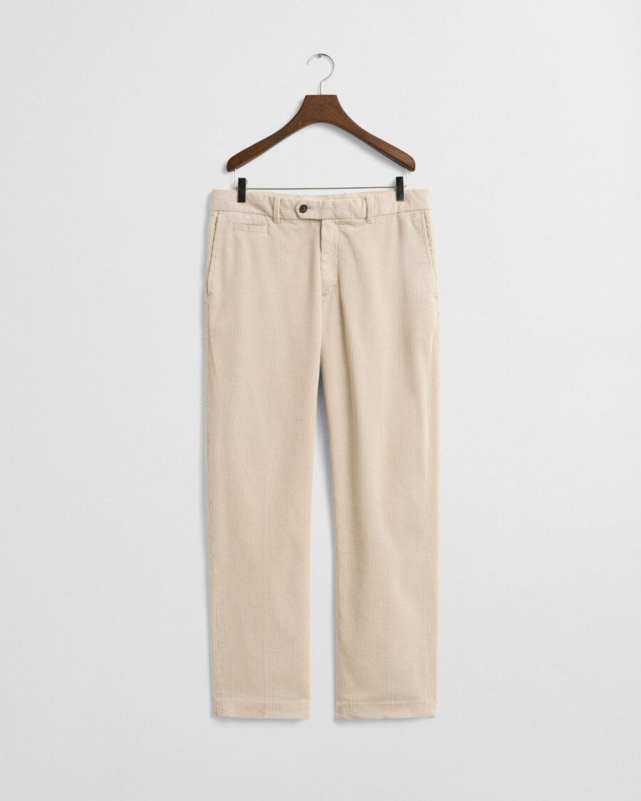 calça de veludo cotelê de corte reto - cor bege