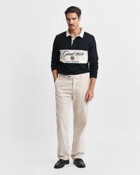 calça de veludo cotelê de corte reto - cor bege