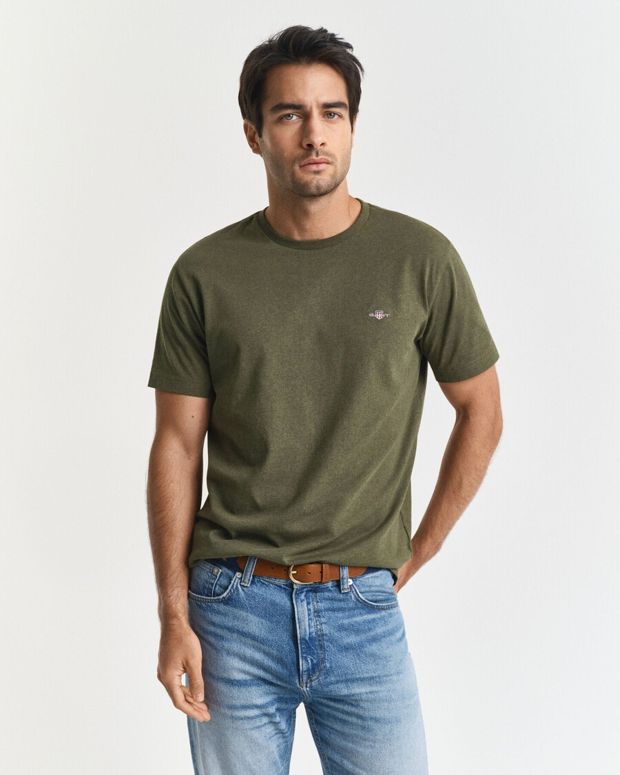 camiseta shield de corte regular - verde cáqui mesclado