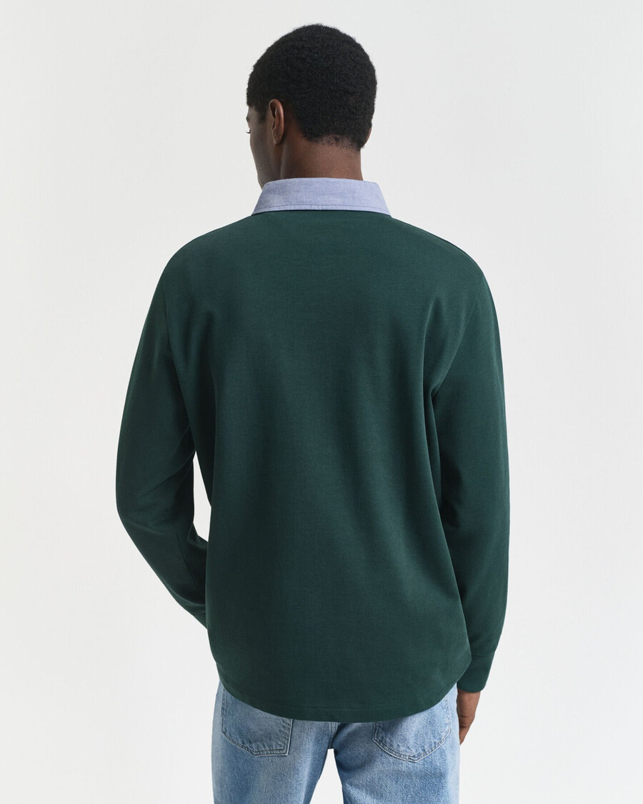casaco de lã resistente com gola chambray - verde tartan