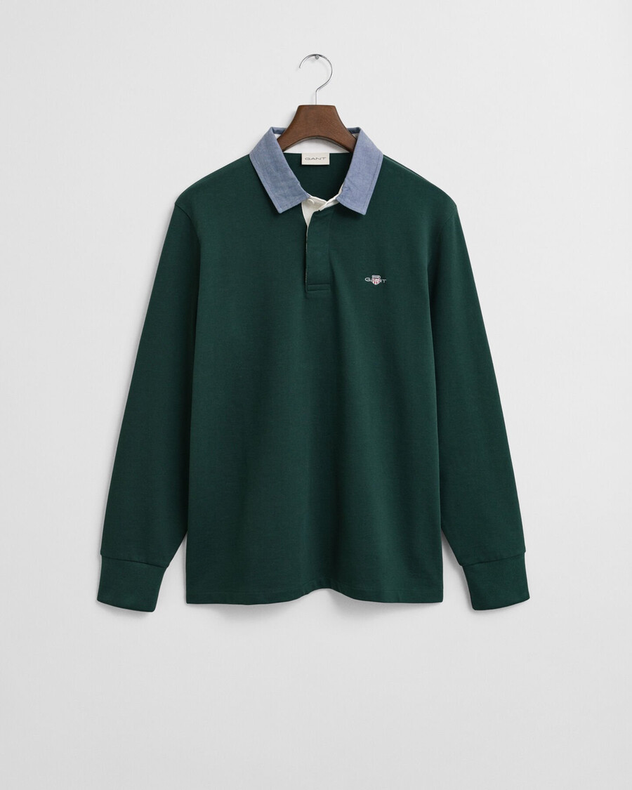 casaco de lã resistente com gola chambray - verde tartan