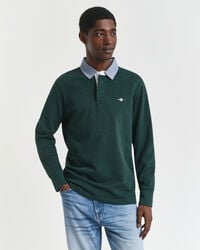 casaco de lã resistente com gola chambray - verde tartan