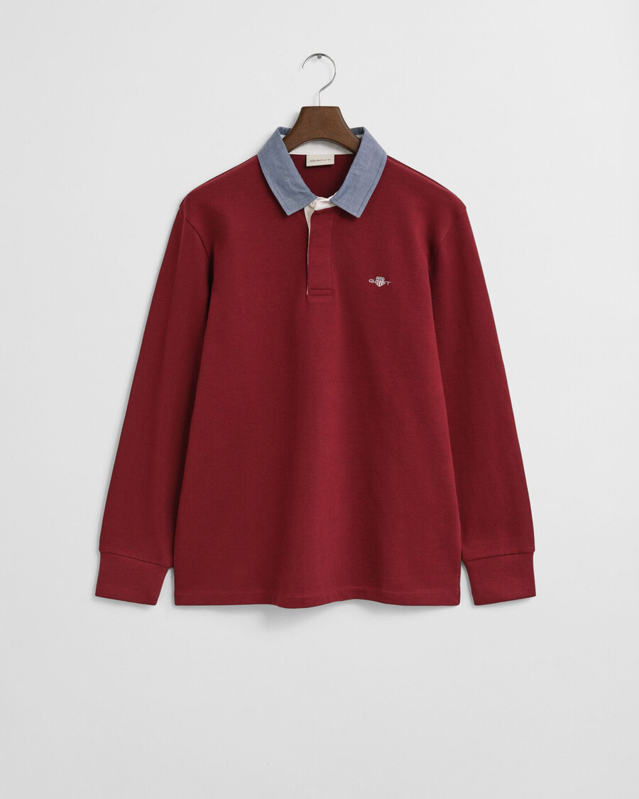 camisa de gola chambray heavy rugger - vermelha acolchoada