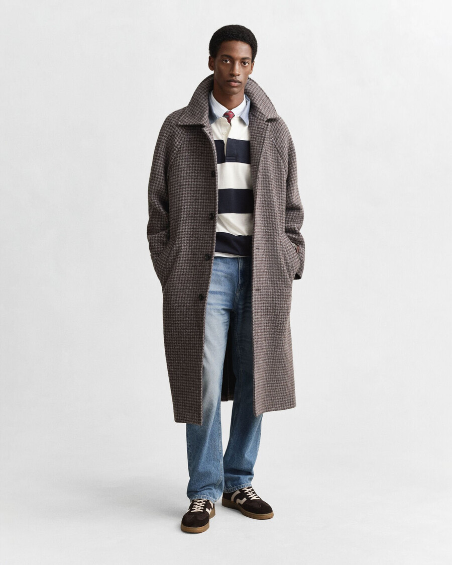 casaco rugger pesado listrado com gola chambray - cor casca de ovo