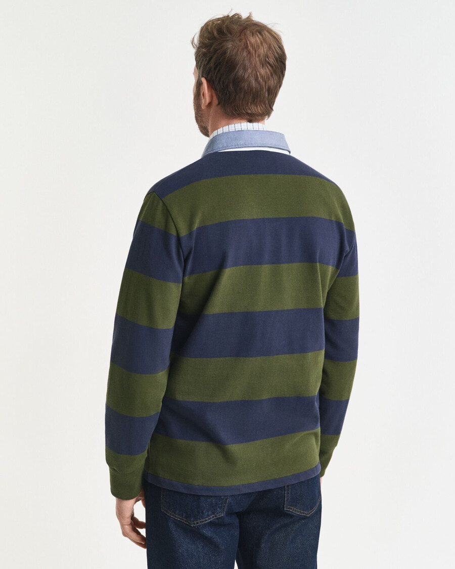 casaco rugger pesado listrado com gola chambray - verde campestre