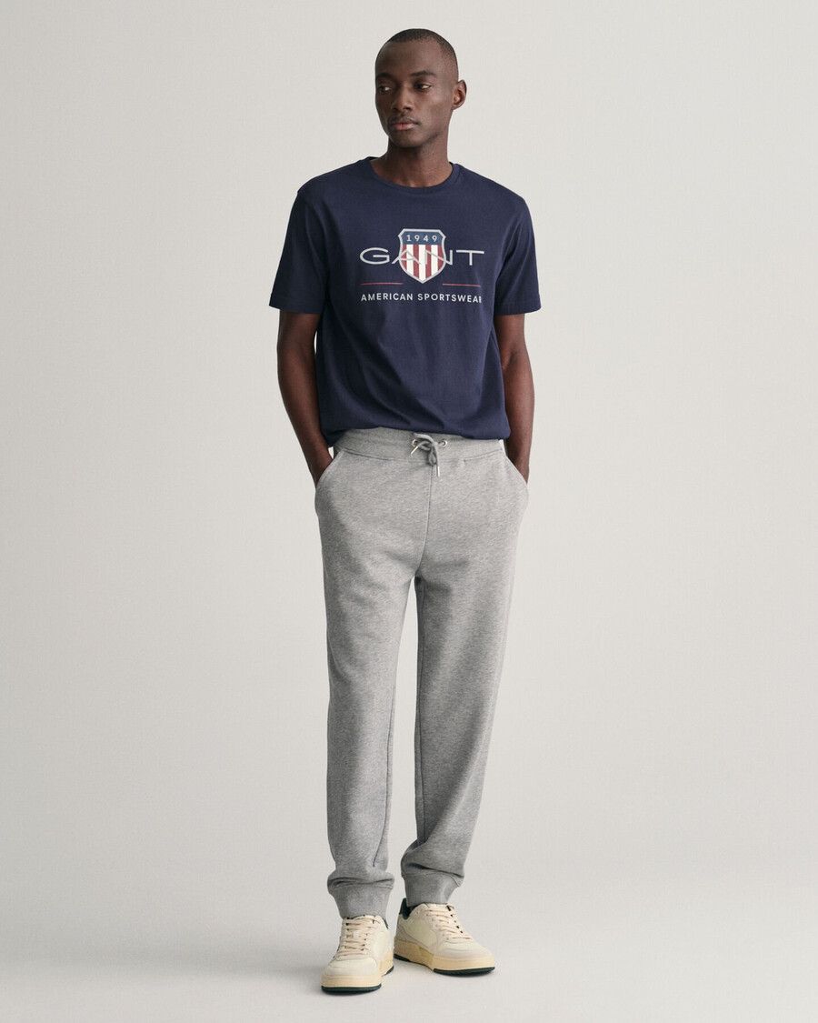 calça de moletom shield - cinza mesclado