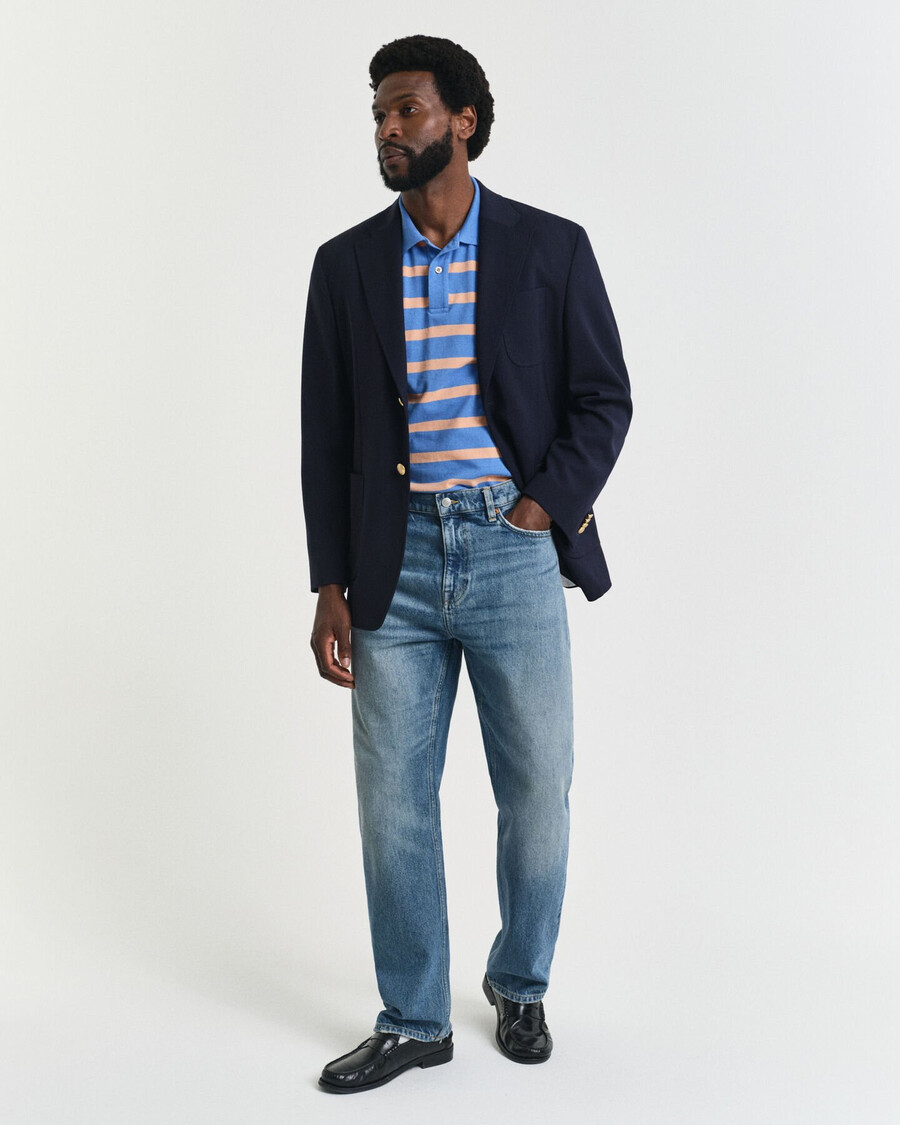 camisa polo listrada - azul perfeito