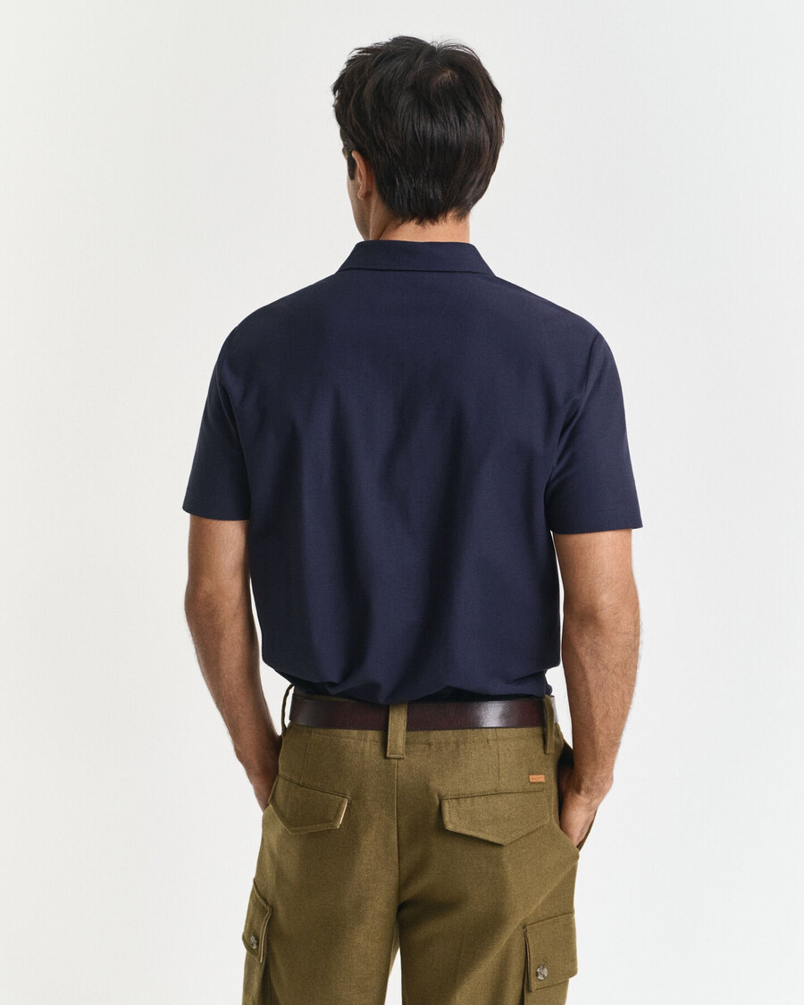 camisa polo com textura sarjada - azul noite