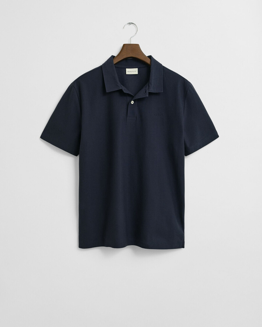 camisa polo com textura sarjada - azul noite