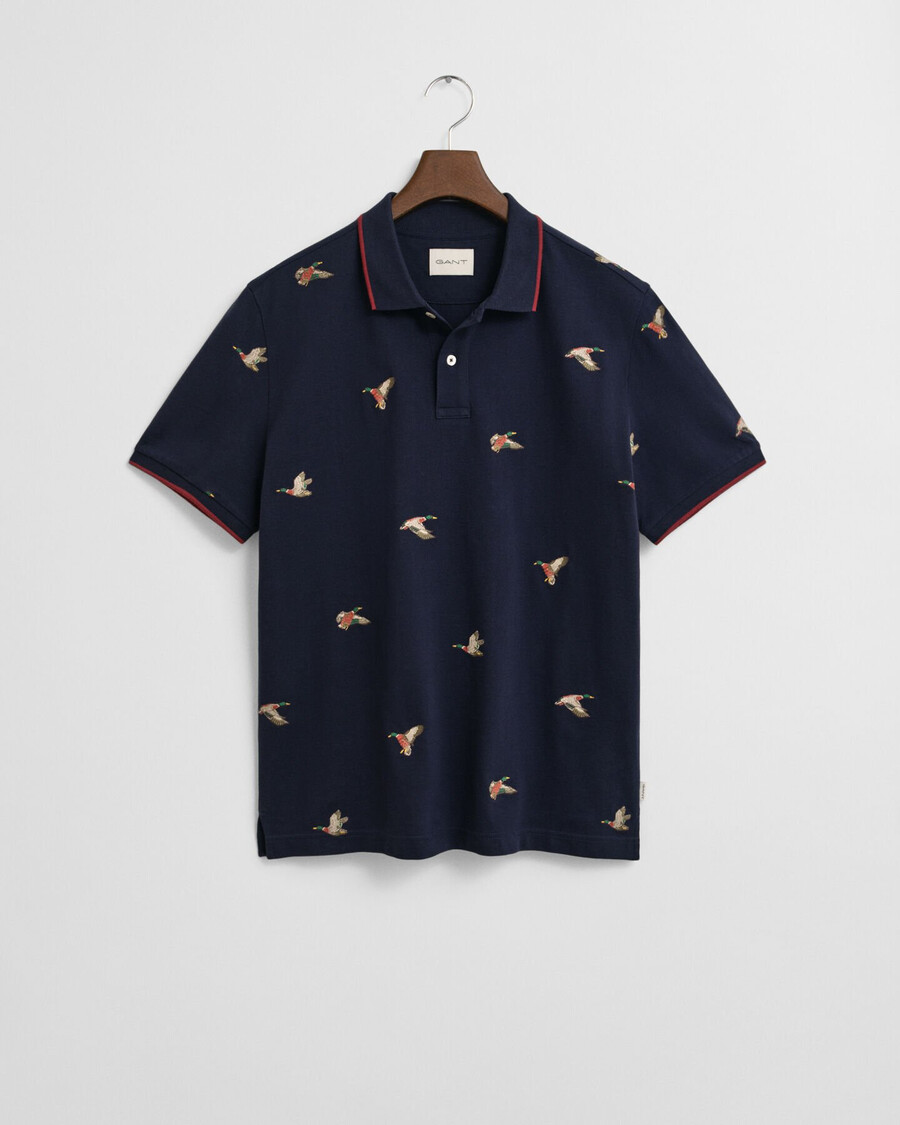 camisa polo bordada - azul noite