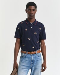 camisa polo bordada - azul noite
