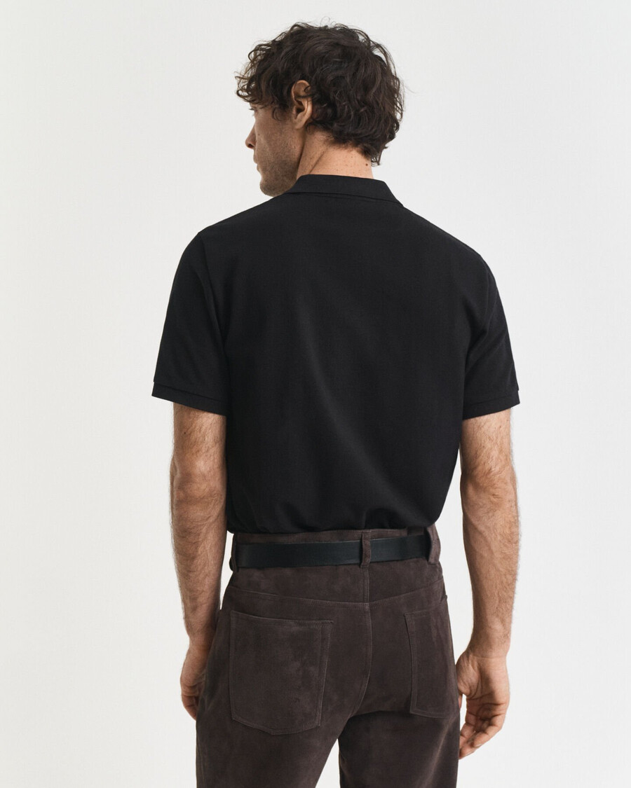 camisa polo com estampa pequena - preta