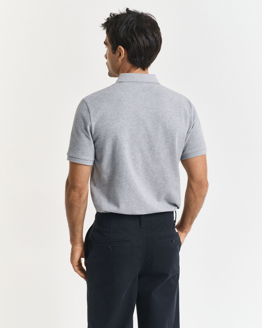 camisa polo com estampa pequena - cinza mesclado