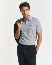 camisa polo com estampa pequena - cinza mesclado