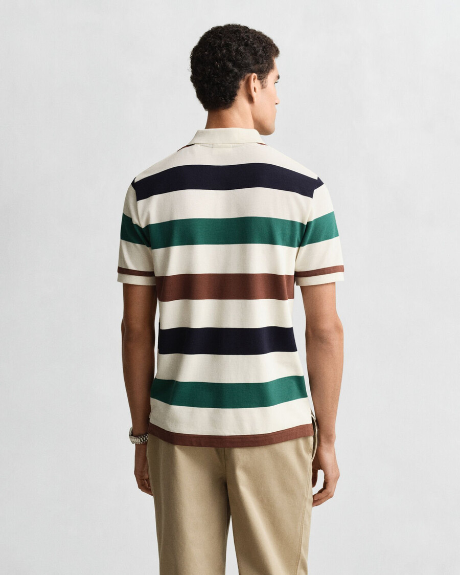 camisa polo listrada - creme